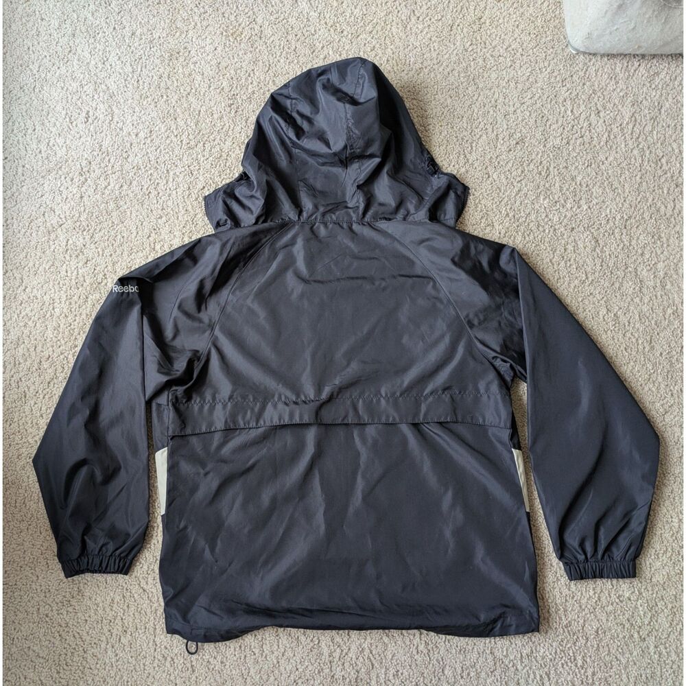 Packable Black Women's Reebok Vintage Style Windbreaker Sz M - Picture 3 of 13